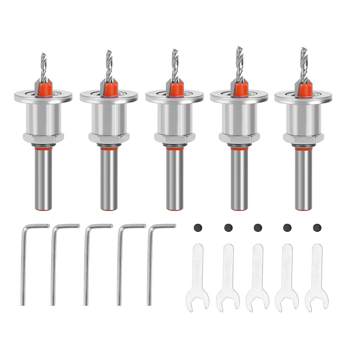 Serplex 5Pcs Carbide Tipped 90° Countersink with Adjustable Low Friction Depth Stop Multifunctional Round Shank Bore Woodworking Drill Bit Taper Drill Bit Counterbore Drill Bit Wood Working Tools Serplex 5Pcs Carbide Tipped 90° Countersink with Adjustable Low Friction Depth Stop Multifunctional Round Shank Bore Woodworking Drill Bit Taper Drill Bit Counterbore Drill Bit Wood Working Tools